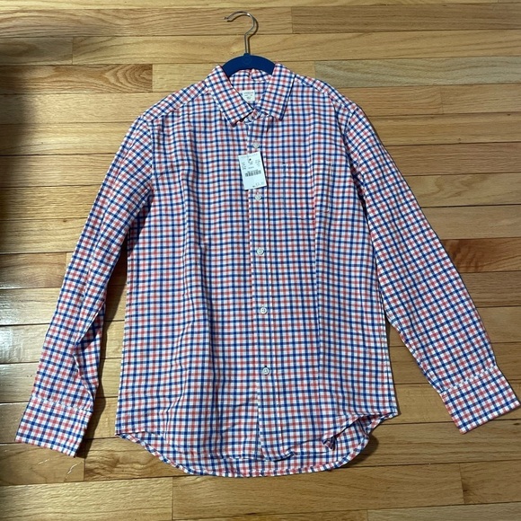 NWT CrewCuts Orange and Blue Checkered Button Down Top Size 12